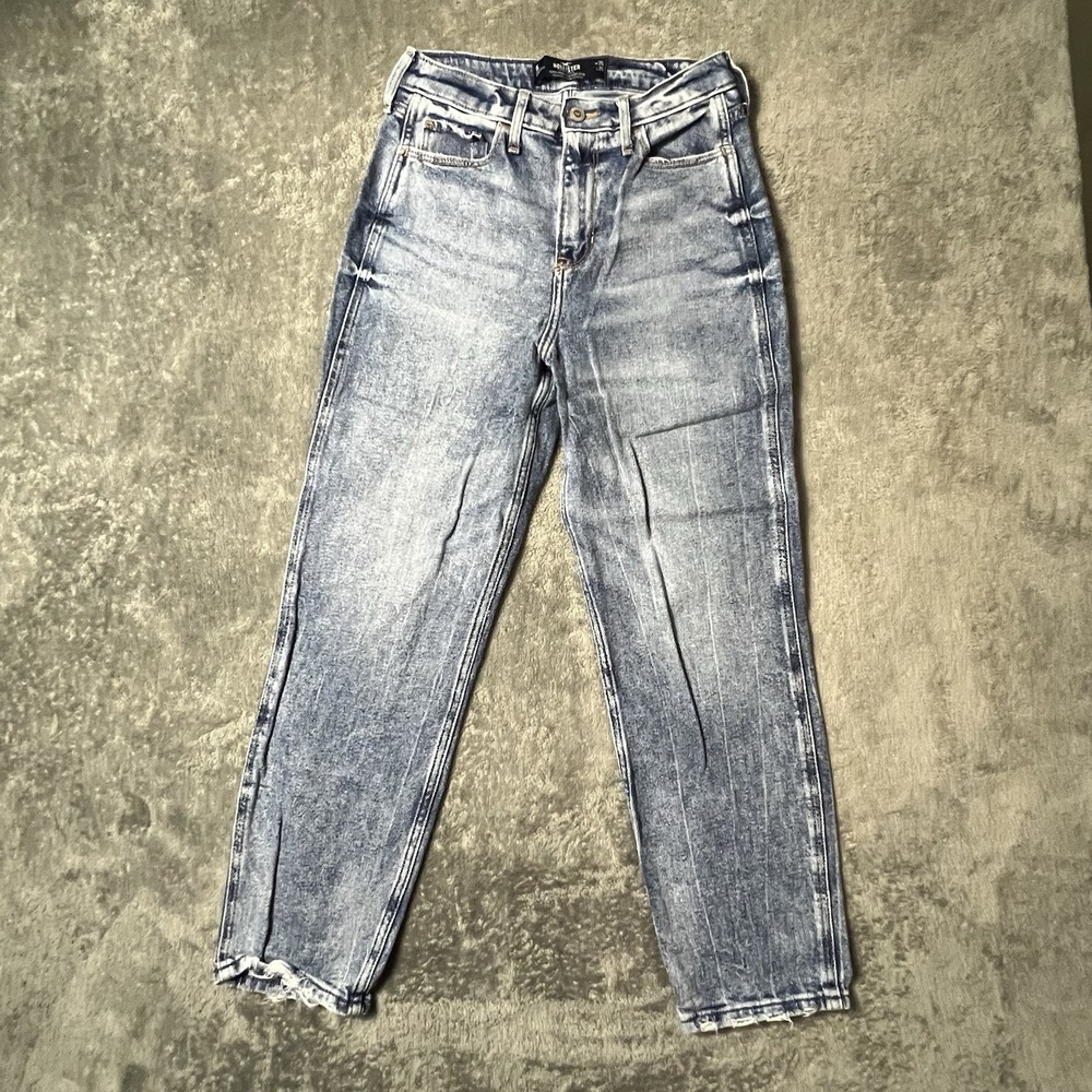 Hollister Jeans Womens Size W25 Blue Ultra High-Rise Mom Denim White Wash